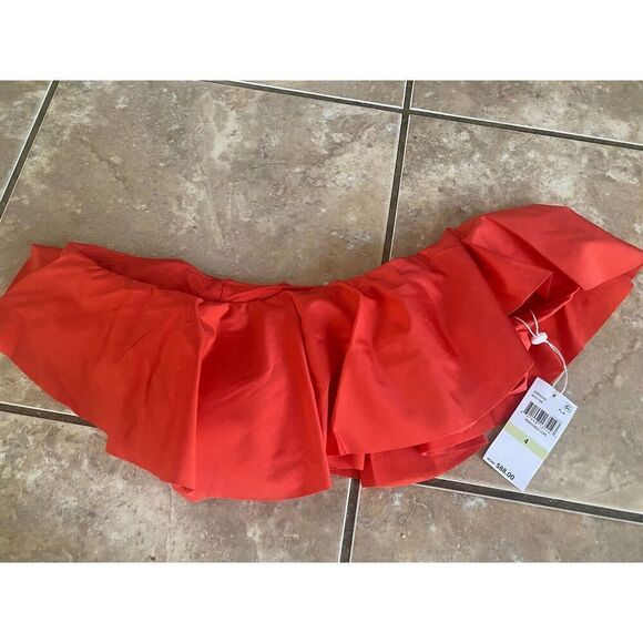 NWT $88 Trina Turk 4 Red Flame Bikini Top Ruffle Padded Stretch - Picture 1 of 4